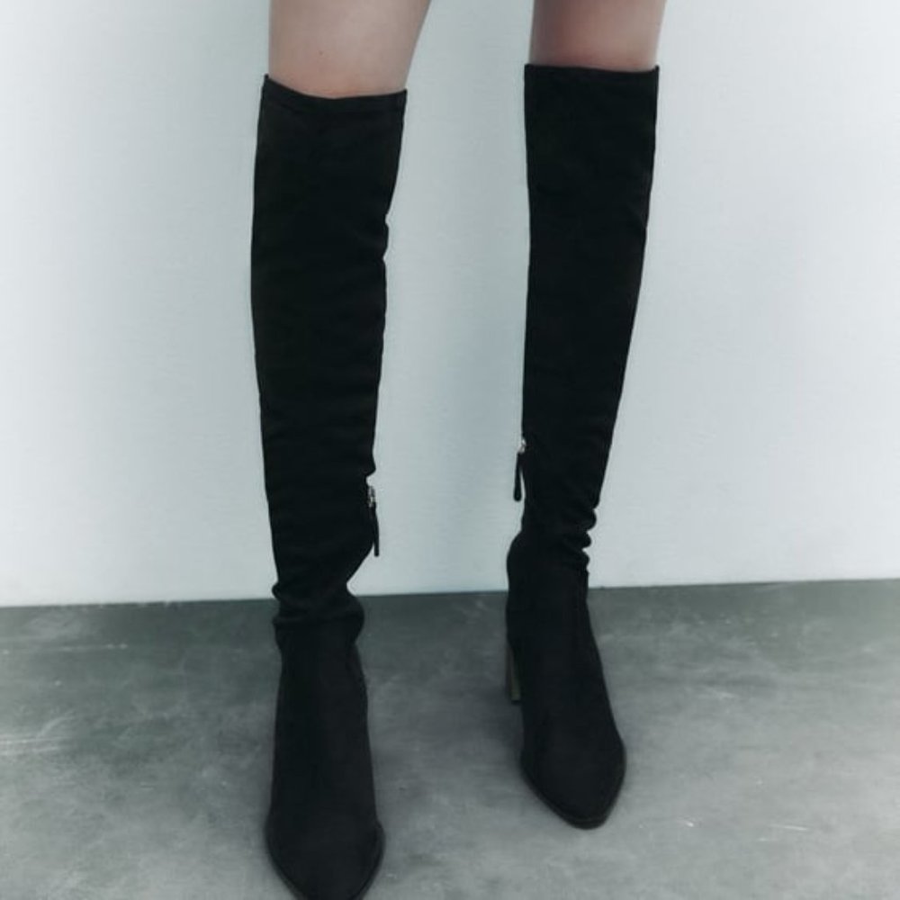 ZARA Black Over the Knee Boots